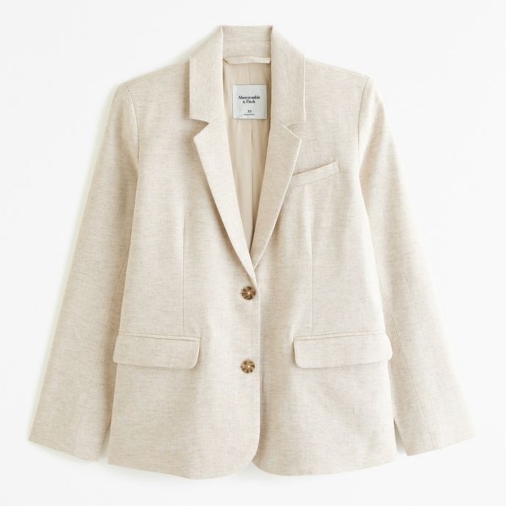 Women's Abercrombie Beige Linen Blazer - Picture 4 of 4